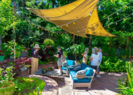 People exploring a private garden on the Boulder Garden Tour