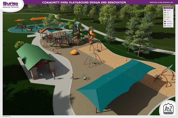 Overhead shot of the community park renovation rendering.