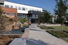 photo of the walking path leading to the downtown superior civic center