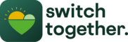 Switch Together logo featuring a heart with a sun and a hill. 