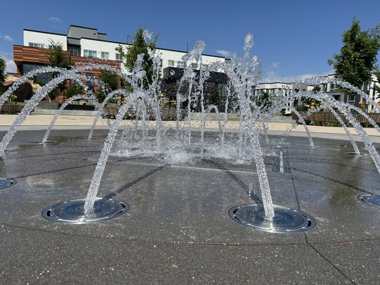Splash Pad fountain in Downtown Superior on a sunny day