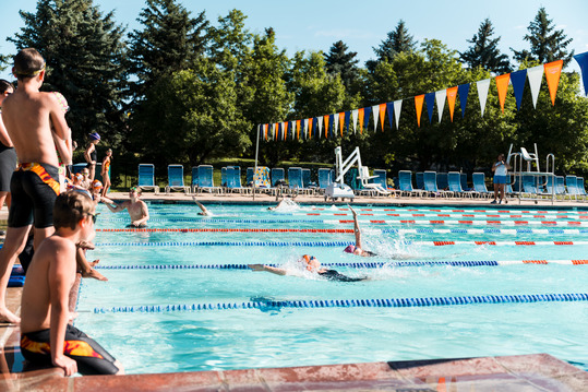 People swim laps in Superior's North Pool