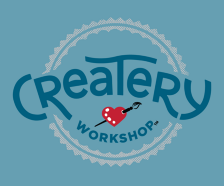 createry logo against a blue background