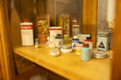 A collection of bottles and tinctures on display at the Superior Historical Museum.