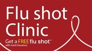 Flu shot clinic - get a free flu shot with most insurance on garnet background