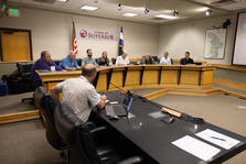Members of Superior's Planning Commission discuss topics at a meeting at Superior Town Hall