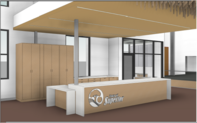 Mockup of the new front desk design at the Superior Community Center