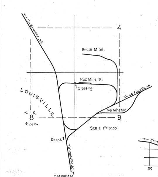 Hand-drawn map loosely showing how the rails went through Louisville. 