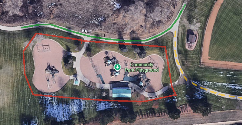 Satellite image of Community Park Playground in Superior, Colorado
