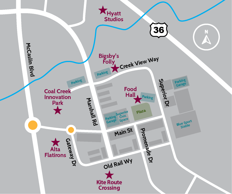 Map of current a proposed development. 