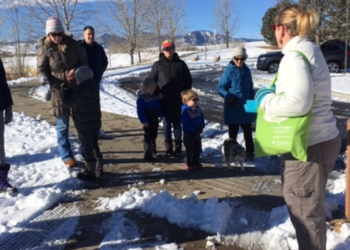 A group participates in a wildlife walk at Coyote Ridge with Ashley DeLaup