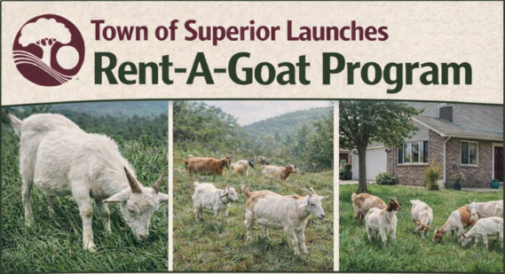 Town of Superior Rent-a-Goat program with three photos of goats