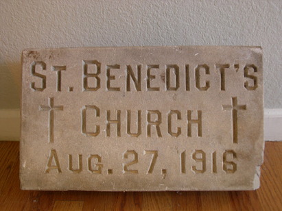 Cornerstone for St. Benedicts lost in the Marshall Fire.