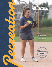 Cover of Summer 2026 Recreation Guide with a softball player smiling