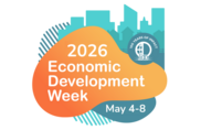 2026 Economic Development Week: May 4-8 over blue graphic of a city