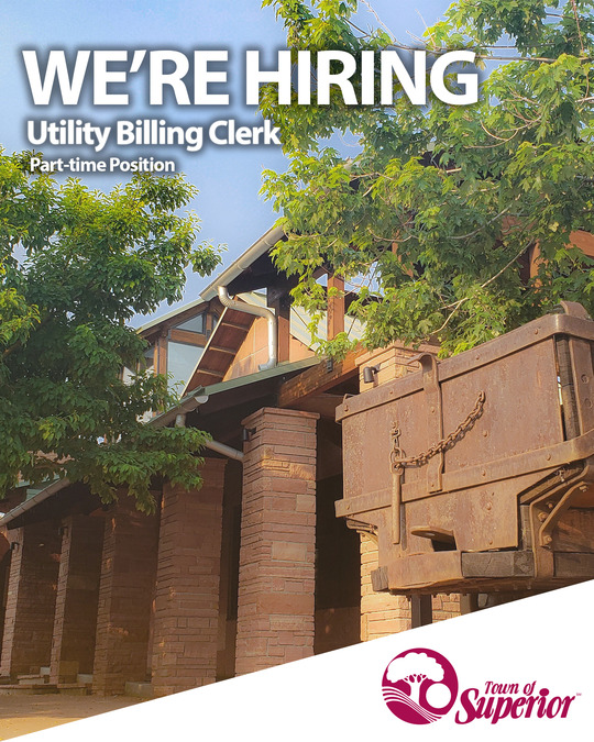 We're hiring text overlaying a photo of Town Hall.