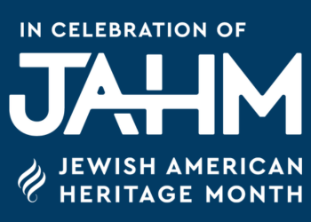 In celebration of Jewish American Heritage Month on blue background