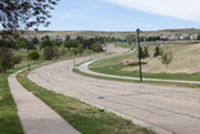 View of Indiana Street with sidewalk and median