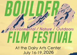 Promotional poster for the Boulder Environmental/Nature/Outdoors Film Festival featuring stylized mountains