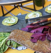 Food with utensils. 