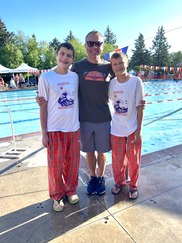 Mayor Mark Lacis and his two sons pose for a photo