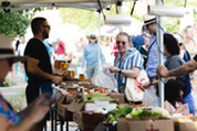 Person looking through produce during the summer market.