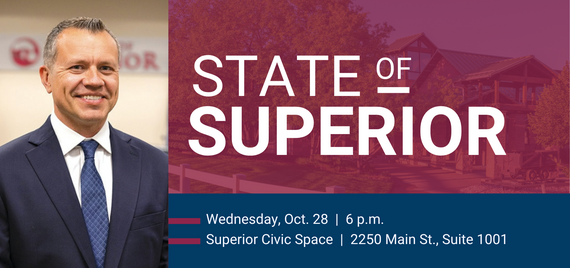 2026 State of Superior banner featuring photograph of Mayor Mark Lacis