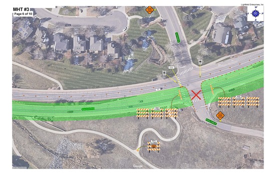 Map showing Honey Creek Drive closure, along with other traffic modifications.