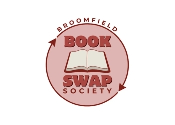 Broomfield Book Swap Society logo feature a graphic of an open book.