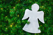 Angel ornament on Christmas tree