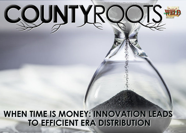 Sands passing through an hourglass. Text reads, " When time is money: Innovation leads to efficient ERA Distribution."