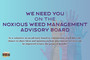 Graphic advertising opening for Noxious Weed Advisory Board