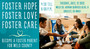 Kids sitting in a circle. Text reads: "Foster love, foster hope, foster care." Become a foster parent in Weld County.