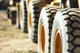 Tires on construction equipment.