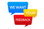 Colored blocks reading "we want your feedback."