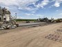 Paving bein applied on the east leg of the roundabout.
