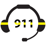 An outline of a headset with 911 in the center.