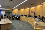 Members of the Sheriff's Department standing while being addressed by the Weld County Board of Commissioners.
