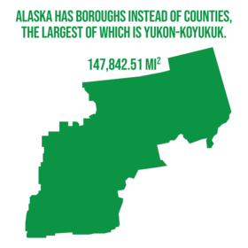 Alaska has boroughs instead of counties, the largest of which is Yukon-Koyukuk at 147,842.51 square miles.