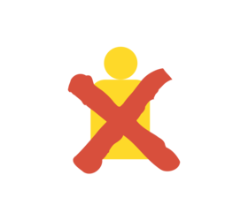 One figure with an x across it representing a person who is not here.