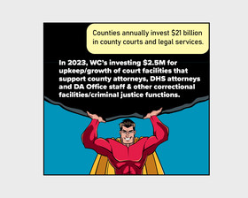 A male superhero holding up a rock.