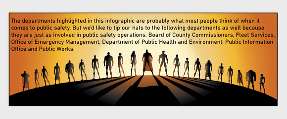 Superheroes standing in a line.