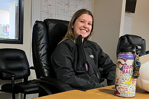 Kendree Kern sitting in a public works conference room.
