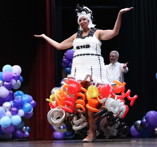 Balloon fashion show, Jamie Ulrich as a balloon model