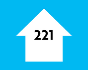 A house with the words "221 million" written in it.