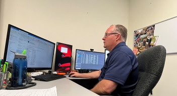 NCRFL lab director Daren Ford sitting at his desk. 
