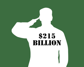 A silhouette of a soldier. Text reads: "215 M."