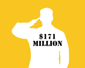 A silhouette of a soldier with "171 M on the chest.