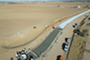 An aerial view of concrete placement on the roundabout at the intersection of Weld County Road 74 and 33.