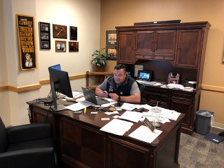 Commissioner Kevin Ross in his office.
